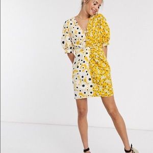 NWT Mixed Pattern Yellow ASOS Mini Dress